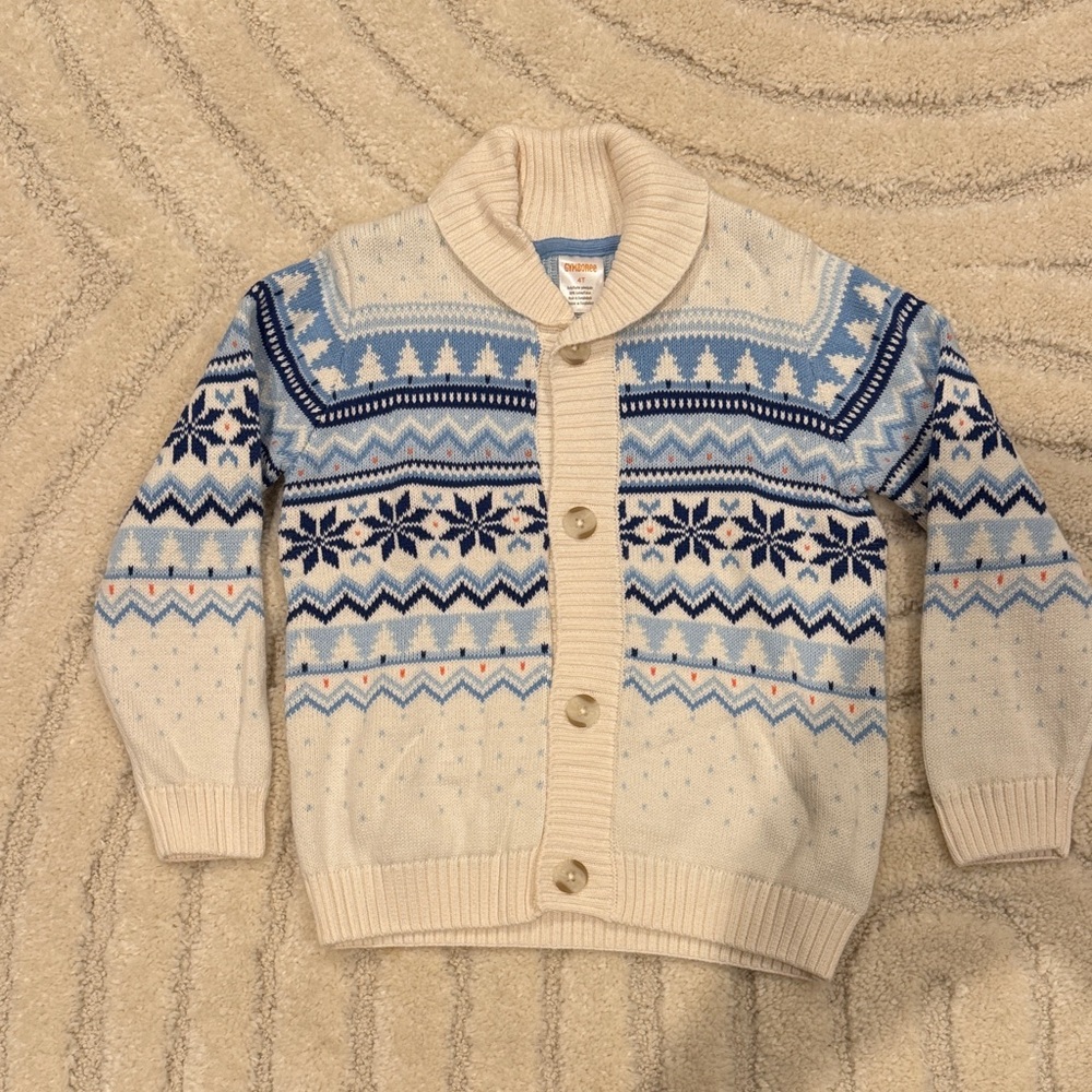 Gymboree Cream and Blue Kids Nordic Sweater